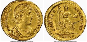 Gratian, Western Roman Empire (AD 367-383). AV solidus (22mm, 4.39 gm, 5h). NGC XF 5/5 - 2/5, ex-jewelry, bent, marks. Constantinople, AD 379-383. D N...