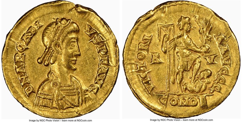 Arcadius, Eastern Roman Empire (AD 383-408). AV solidus (21mm, 4.39 gm, 1h). NGC...