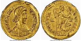 Arcadius, Eastern Roman Empire (AD 383-408). AV solidus (21mm, 4.39 gm, 1h). NGC Choice VF 4/5 - 3/5, punch marks. Ravenna, AD 402-408. D N ARCADI-VS ...