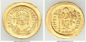 Justinian I the Great (AD 527-565). AV solidus (20mm, 4.45 gm, 6h). AU. Constantinople, 7th officina. D N IVSTINI-ANVS PP AVI, cuirassed bust of Justi...