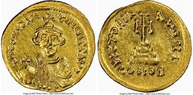 Constans II Pogonatus (AD 641-668). AV solidus (20mm, 4.49 gm, 7h). NGC MS 5/5 - 3/5. Constantinople, 10th officina. Ծ N CONStAN-tINЧS PP AVG, bust of...
