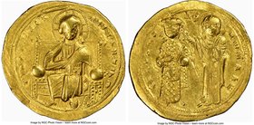 Romanus III Argyrus (AD 1028-1034). AV histamenon nomisma (25mm, 4.39 gm, 7h). NGC XF 4/5 - 4/5. Constantinople. + IhS XIS RЄX-RЄΣNANTInm, Christ enth...