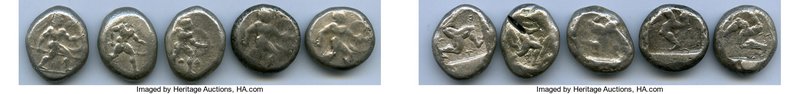 ANCIENT LOTS. Greek. Pamphylia. Aspendus. Ca. mid-5th century BC. Lot of five (5...