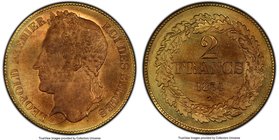 Leopold I bronze Specimen Pattern 2 Francs 1834 SP66+ Red PCGS, cf. KM9.1 (for type), Bogaert-86B3. A high-grade pattern piece in an enviable state of...