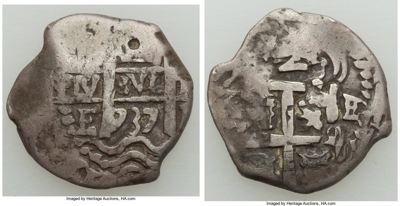 Philip IV Cob 2 Reales 1637 P-E Fine, Potosi mint, Cal-Unl. 22.7mm. 6.64gm. 

HI...