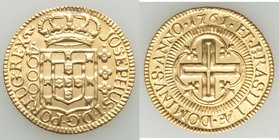 Jose I gold 4000 Reis 1761 XF (polished), KM171.2 26.6mm. 7.98gm. AGW 0.2379gm. 

HID09801242017