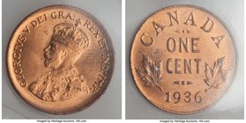 George V Cent 1936 MS65 Red ICCS, Royal Canadian Mint, KM28. Highly lustrous and fully red. 

HID09801242017