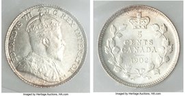 Edward VII Pair of Certified 5 Cents ICCS, 1) 5 Cents 1902 - MS63, London mint, KM9 2) 5 Cents "Small H" 1902-H - AU58, Heaton mint, KM9 Sold as is, n...