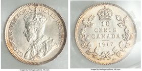 George V Pair of Certified 10 Cents, 1) 10 Cents 1917 - MS62 ICCS, Ottawa mint, KM23 2) 10 Cents 1918 - MS64 PCGS, Ottawa mint, KM23 Sold as is, no re...