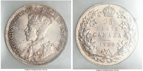 George V 25 Cents 1920 MS62 ICCS, Ottawa mint, KM24a. Attractive tan colored toning. 

HID09801242017
