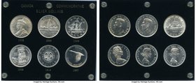 6-Piece Lot of Uncertified Commemorative Dollars, 1) George V Dollar 1935 - UNC, Royal Canadian Mint, KM30 2) George VI Dollar 1939 - UNC, Royal Canad...