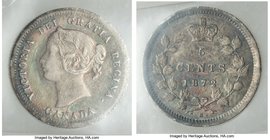 8-Piece Lot of Certified Assorted Cents ICCS, 1) Victoria 5 Cents 1872-H - AU50, London mint, KM2 2) Victoria 5 Cents 1887 - EF45, London mint, KM2 3)...