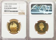Elizabeth II gold Proof 100 Dollars 1998 PR69 Ultra Cameo NGC, Royal Canadian Mint, KM307. Discovery of insulin commemorative. AGW 0.2500 oz. 

HID098...