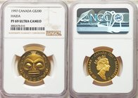 Elizabeth II gold Proof 200 Dollars 1997 PR69 Ultra Cameo NGC, Royal Canadian Mint, KM288. Haida mask commemorative. AGW 0.5049 oz. 

HID09801242017