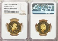 Elizabeth II gold Proof 200 Dollars 1998 PR68 Ultra Cameo NGC, Royal Canadian Mint, KM317. Legendary white buffalo issue. AGW 0.5049 oz. 

HID09801242...