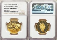Elizabeth II gold Proof 200 Dollars 2001 PR69 Ultra Cameo NGC, Royal Canadian Mint, KM418. Issued for the Cornelius D. Krieghoff's "The Habitant farm"...