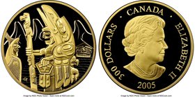 Elizabeth II gold Proof 300 Dollars 2005 PR69 Ultra Cameo NGC, Royal Canadian Mint mint, KM600. Welcome figure totem pole issue. AGW 1.1252 oz. 

HID0...