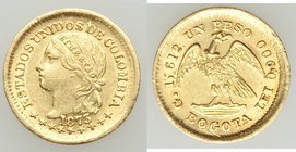 Republic 4-Piece lot of Uncertified Pesos, 1) Peso 1873-BOGOTA - XF, Bogata mint, KM 157.2. Mintage: 3,374. 13mm. 1.56gm. AGW 0.0466 oz 2) Peso 1872-M...