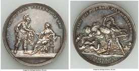 Christian VII silver "Battle of Copenhagen" Medal 1801, Bram-2157, Bergsoe-32. 39.2mm. 19.18gm. By Loos. GUD OG DEN RETFÆRDIGE SAG, Justice seated lef...