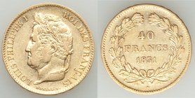 Louis Philippe I gold 40 Francs 1831-A XF, Paris mint, KM747.1. 26.2mm. 12.86gm. AGW 0.3738 oz. 

HID09801242017