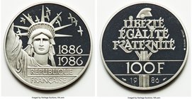Republic platinum Proof 100 Francs 1986, Paris mint, KM960c. 30.9mm. 19.97gm. APW 0.6423 oz. 

HID09801242017