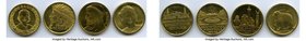 Republic 4-Piece Uncertified brass "Paris Colonial Exposition" Medal Set 1931, including medals for the French colonies in the Americas, Oceania, Afri...