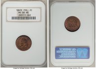 Pair of Certified Centimes NGC, 1) Napoleon III 2 Centimes 1862-K - MS66 Red and Brown, Bordeaux mint, KM796.6 2) Republic 5 Centimes 1916 - MS65 Red,...