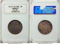 Bavaria. Luitpold Proof 2 Mark 1911-D PF65 NGC, Munich mint, KM997. A watery Proof with faint yellows, magenta, and trace blues on the obverse. Revers...