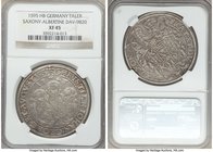 Saxony. Christian II, Johann Georg & August Taler 1595-HB XF45 NGC, Dresden mint, Dav-9820. Three brothers taler with mostly gray toning, weak center ...