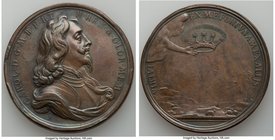Charles I bronze "Death and Memorial" Medal ND (1649) XF (rim bumps), Tower mint, Eimer-162a. MI-I-349/199. By. James and Norbert Roettier. 50mm. 55.1...