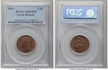 Victoria Farthing 1849 MS63 Red and Brown PCGS, KM725, S-3950. Scarce date in series. 

HID09801242017