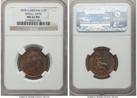 Victoria "Small Date" 1/2 Penny 1878 MS62 Brown NGC, KM754, S-3956. Small date variety. Well struck portrait, few spots mentioned for accuracy. 

HID0...