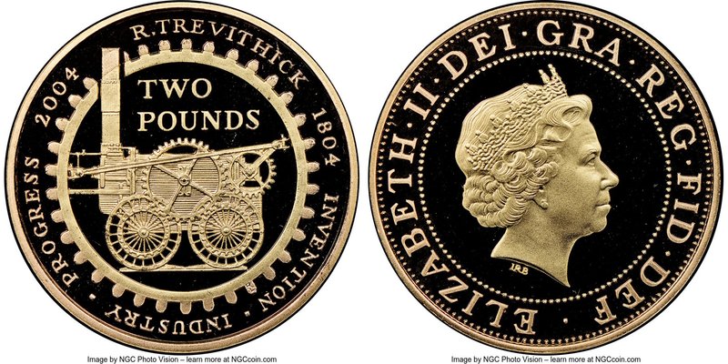 Elizabeth II gold Proof 2 Pounds 2004 PR70 Ultra Cameo NGC, 1049b. Mintage: 1,50...