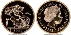 Elizabeth II gold 5 Pounds 2001 MS68 Deep Prooflike NGC, KM1003. Mintage: 1,000. AGW 1.1775 oz. 

HID09801242017