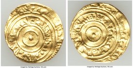 Fatimid. al-Aziz (AH 365-386 / AD 975-996) gold Dinar AH 37x (AD 980-989) VF, Mint Unclear, A-703. 19.4mm 3.45gm. 

HID09801242017