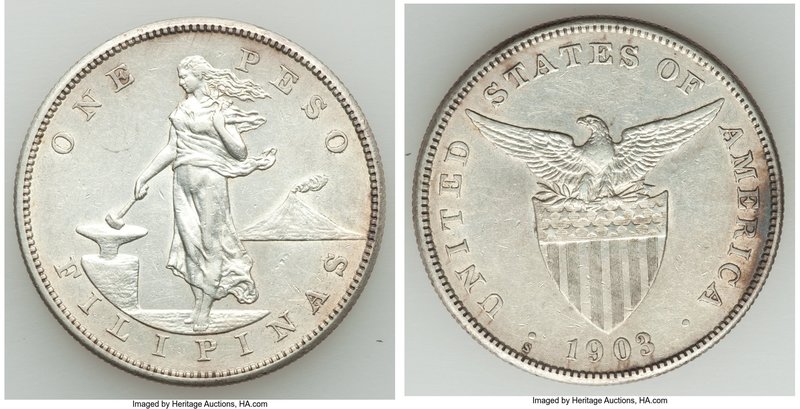 USA Administration 3 Piece Lot of Uncertified Pesos, 1) Peso 1903-S - XF, San Fr...