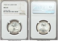 USSR 50 Kopecks 1925-ПЛ MS64 NGC, Leningrad mint, KM-Y89.2. Light peripheral toning on otherwise lustrous white fields. 

HID09801242017