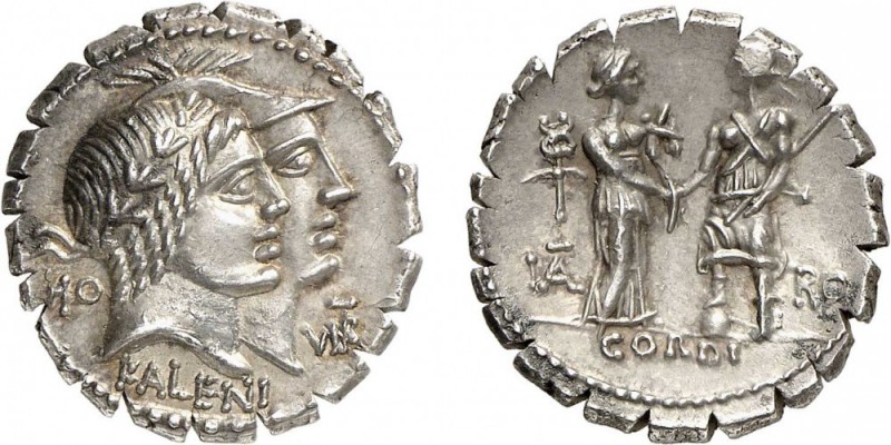 28-Q. Fufius Calenus et Mucius Cordus
 Denier serratus - Rome (70)
 Av. : Tête...