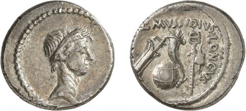 32-Jules César (100-44)
 L. Mussidius Longus - Denier - Rome (42)
 Av. : Tête ...