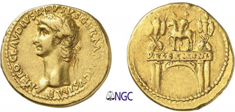 35-Néron Drusus
 Aureus - Rome ou Lyon (41-45)
 Av. : Tête laurée de Néron Dru...