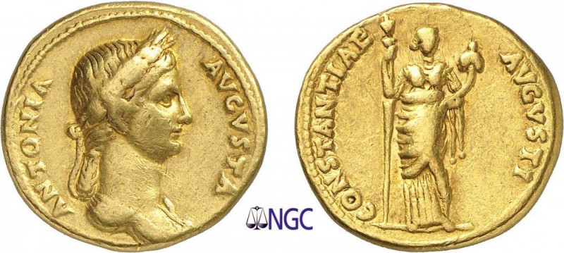 36-Antonia
 Aureus - Rome (41-45)
 Av. : Tête d’Antonia à droite couronnée d’é...