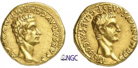 37-Caligula (37-41)
 Aureus - Rome (37-38)
 Av. : Tête nue de Germanicus à droite.
 Rv. : Tête nue de Caligula à droite.
 Rarissime surtout dans c...