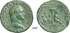 44-Titus (79-81)
 As - Lyon (77-78)
 Av. : Tête laurée de Titus à droite.
 Rv. : La Judée en pleurs assise à droite au pied d’un palmier ;
 à l’ex...
