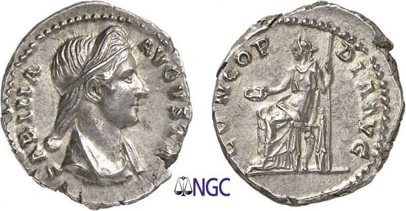 49-Sabine (128-136)
 Denier - Rome (136-137)
 Av. : Buste diadémé et drapé de ...