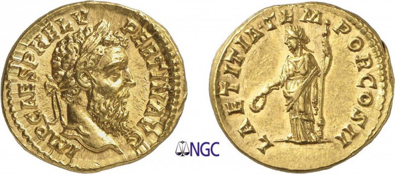 60-Pertinax (193)
 Aureus - Rome (193)
 Av. : Tête laurée de Pertinax à droite...