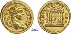 61-Caracalla (211-217)
 Aureus - Rome (201-206)
 Av. : Buste lauré et drapé de Caracalla à droite.
 Rv. : Temple de Rome.
 D’une insigne rareté - ...