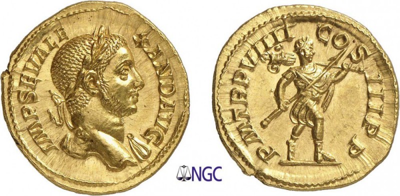 65-Alexandre Sévère (222-235)
 Aureus - Rome (230)
 Av. : Buste lauré et drapé...