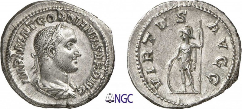 66-Gordien II (238)
 Denier - Rome (238)
 Av. : Buste drapé, cuirassé et lauré...
