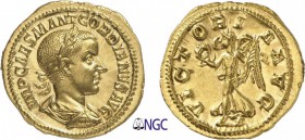 67-Gordien III (238-244)
 Aureus - Rome (238-239)
 Av. : Buste lauré, drapé et cuirassé de Gordien III à droite.
 Rv. : Victoire marchant à gauche ...