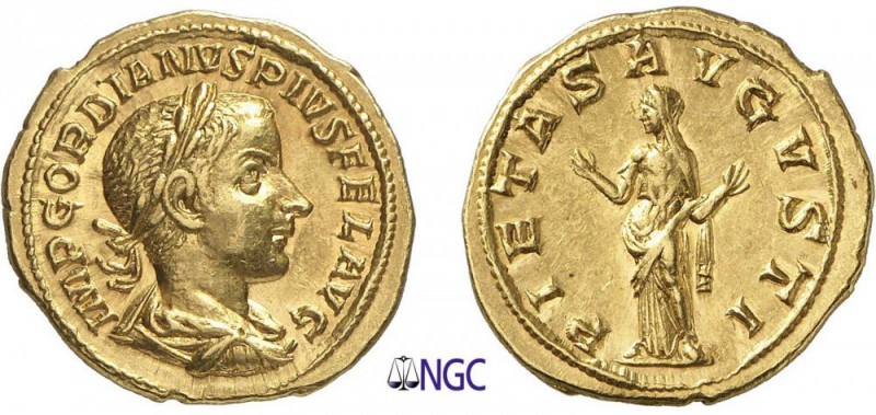 69-Gordien III (238-244)
 Aureus - Rome (241)
 Av. : Buste lauré, drapé et cui...